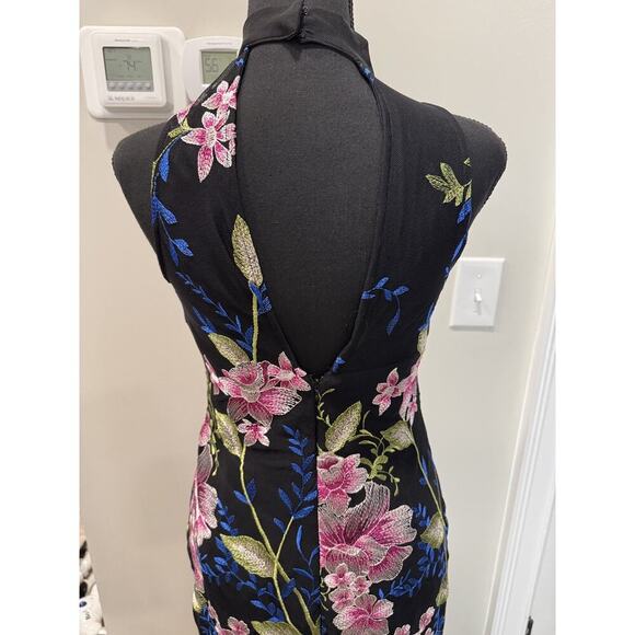Whimsigoth Cottagecore Nicole Miller New York Embroidered Floral Dress Black 2 - Picture 4 of 16